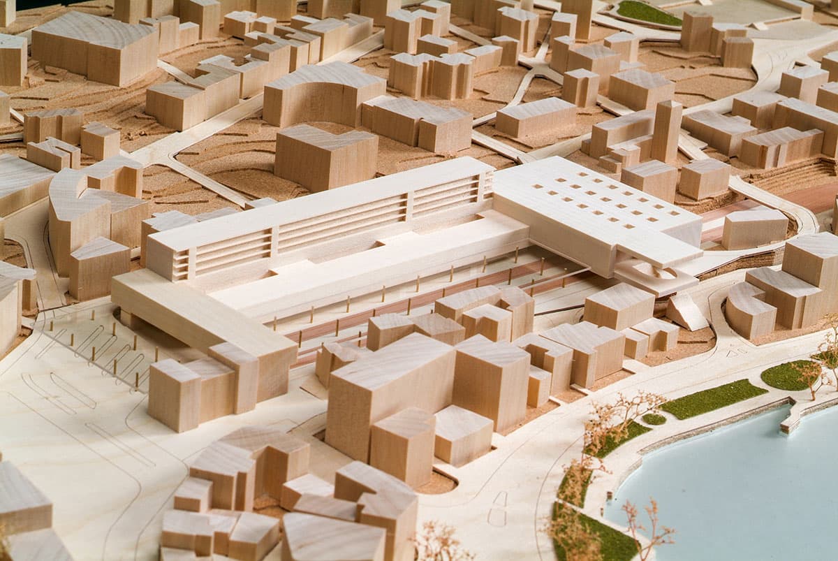 Physical urban model with buildings